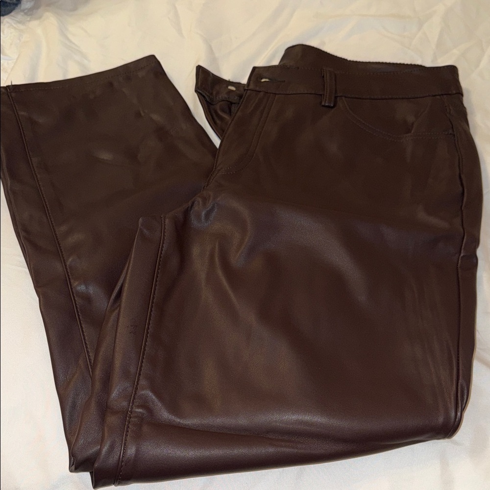 Faux leather brown pants